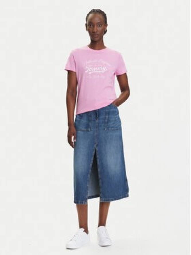 Tommy Jeans T-Shirt Essential DW0DW21404 Różowy Regular Fit