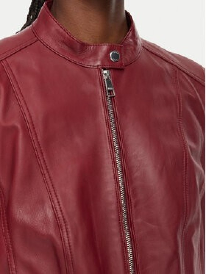 BOSS Kurtka skórzana Saleste1 50545625 Czerwony Regular Fit