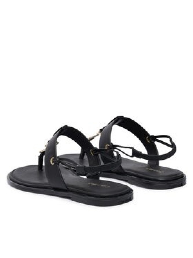 Calvin Klein Sandały Round Flat Sndl Thong Lth Hdw HW0HW02926 Czarny