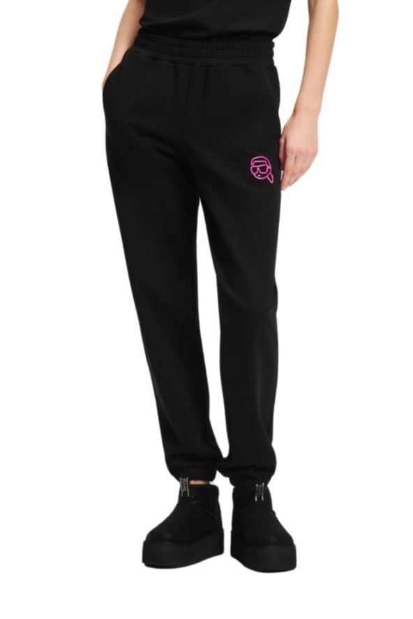 KARL LAGERFELD Czarne spodnie dresowe damskie Ikonik 2.0 Jelly, Rozmiar S