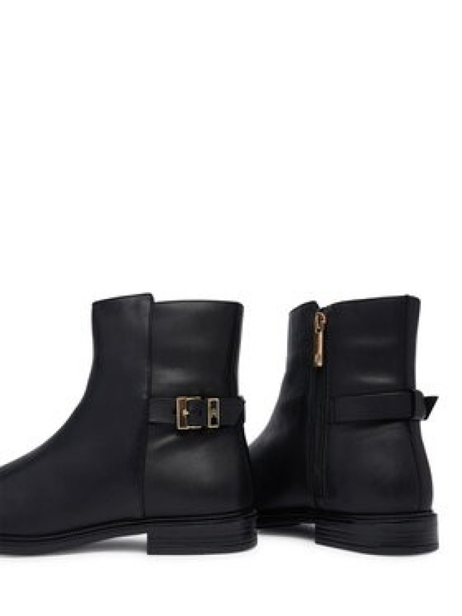 Tommy Hilfiger Botki Th Buckle Leather Ankle Boot FW0FW09486 Czarny