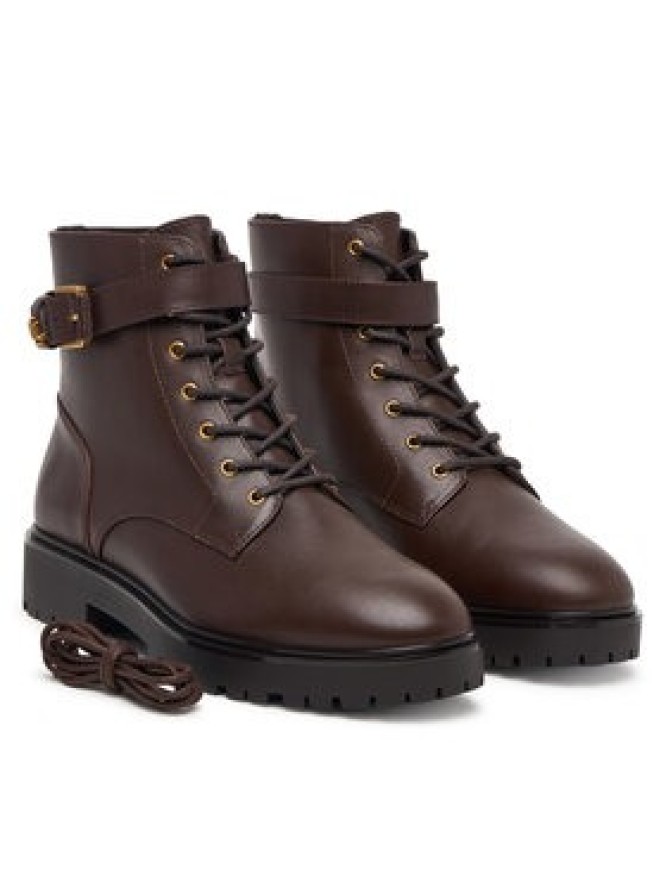 LAUREN RALPH LAUREN Trzewiki Allyson Logo Bo Bte 802P12046003 Brązowy ciemny