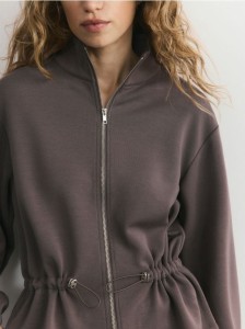 Rozpinana bluza z modalem - brązowy