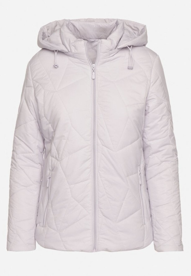 Jasnofioletowa Pikowana Kurtka Przejściowa z Odpinanym Kapturem Ninorwena