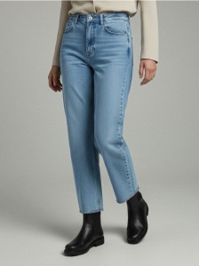 Jeansy wide leg z wysokim stanem - niebieski