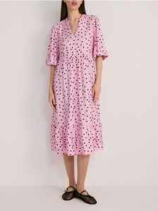 Sukienka midi z wiskozy - różowy