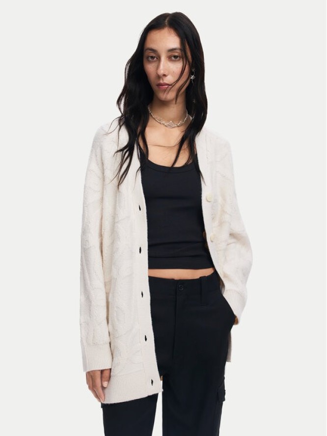Desigual Kardigan Montreal 24WWJF12 Écru Loose Fit