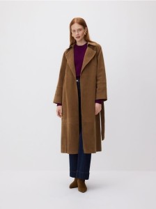 Trencz z imitacji zamszu - brązowy