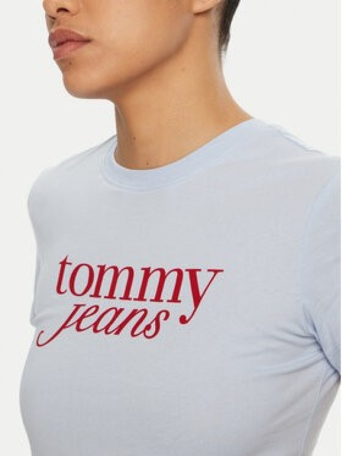 Tommy Jeans T-Shirt Essential DW0DW19447 Błękitny Slim Fit