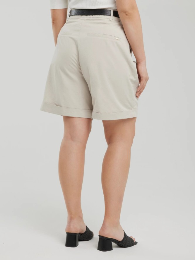 Szorty damskie luźne z dodatkiem lnu beżowe Maryliani 800