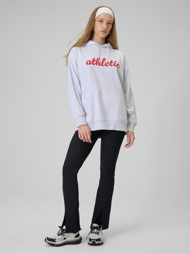 4F Bluza dresowa loose z kapturem damska - szara L