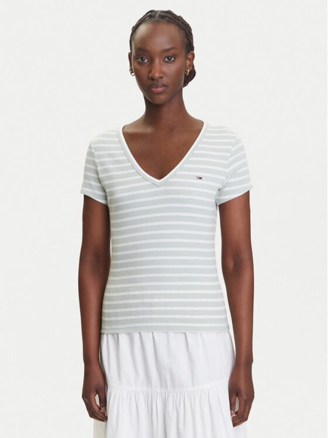 Tommy Jeans T-Shirt Essential DW0DW17385 Zielony Slim Fit