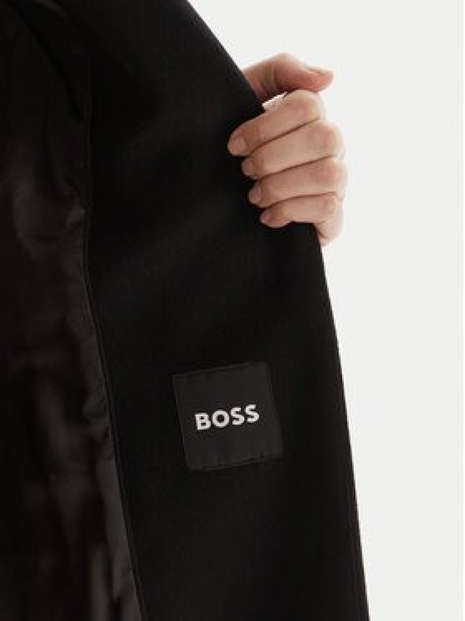 BOSS Płaszcz wełniany Classin 50548371 Czarny Regular Fit