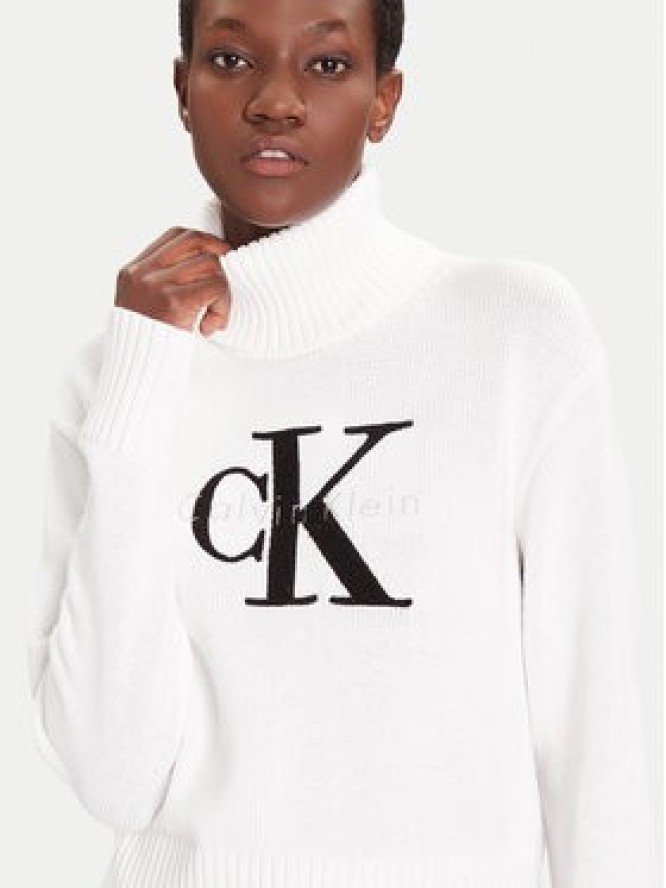 Calvin Klein Jeans Golf Chenille LV047D354G Biały Relaxed Fit