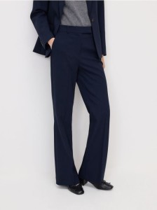 Spodnie flare z kantem - granatowy