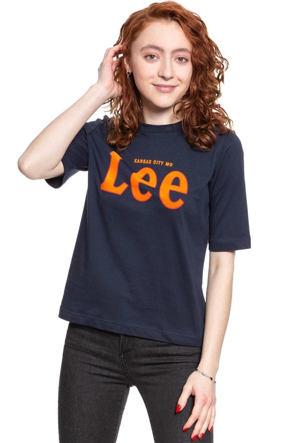 LEE T SHIRT DAMSKI TEE MIDNIGHT NAVY L43RAIMA 112109732