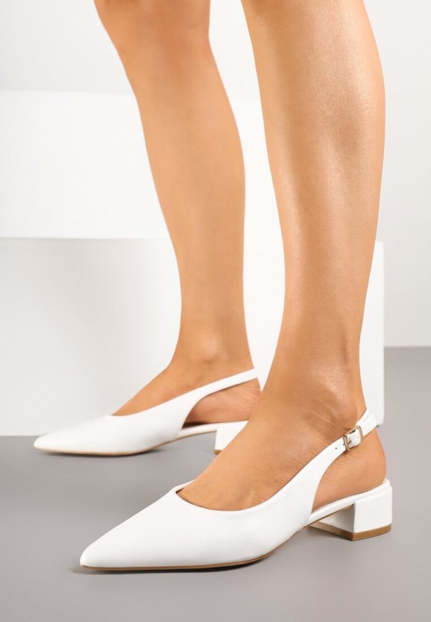 Białe Sandały na Obcasie z Odkrytą Piętą Odarisa