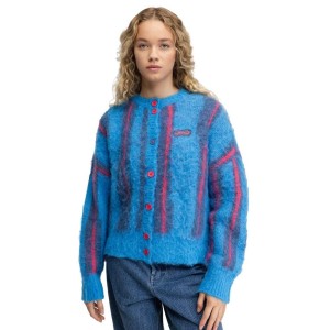 Damski kardigan z dzianiny Siroko Apollo-W Blue