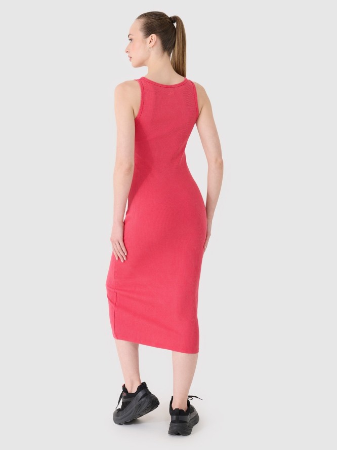 4F Sukienka z prążkowanej dzianiny damska - różowa M