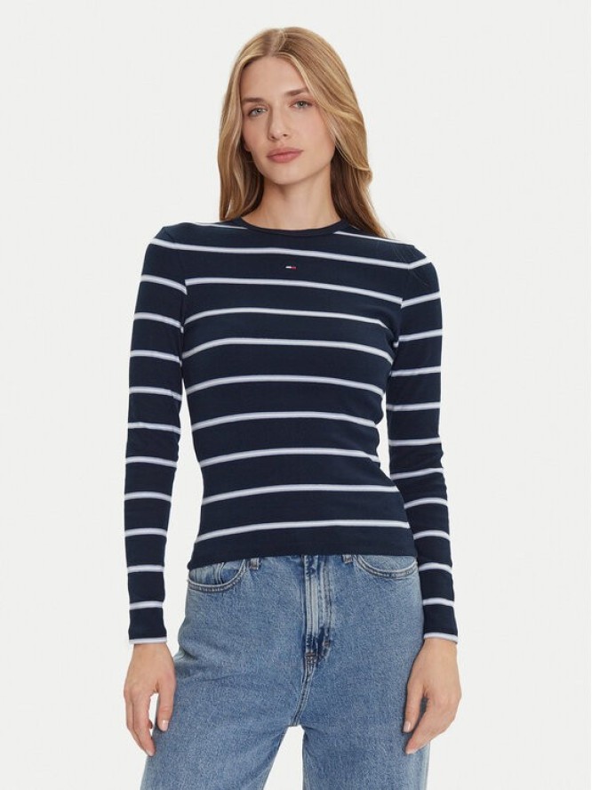 Tommy Jeans Bluzka Essential DW0DW17387 Granatowy Slim Fit