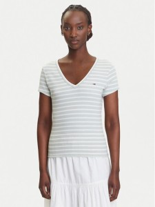 Tommy Jeans T-Shirt Essential DW0DW17385 Zielony Slim Fit