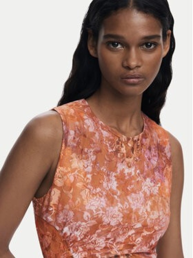 Desigual Sukienka koktajlowa Lua 25WWVK26 Pomarańczowy Slim Fit