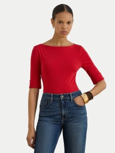 LAUREN RALPH LAUREN Bluzka 200654963200 Czerwony Slim Fit