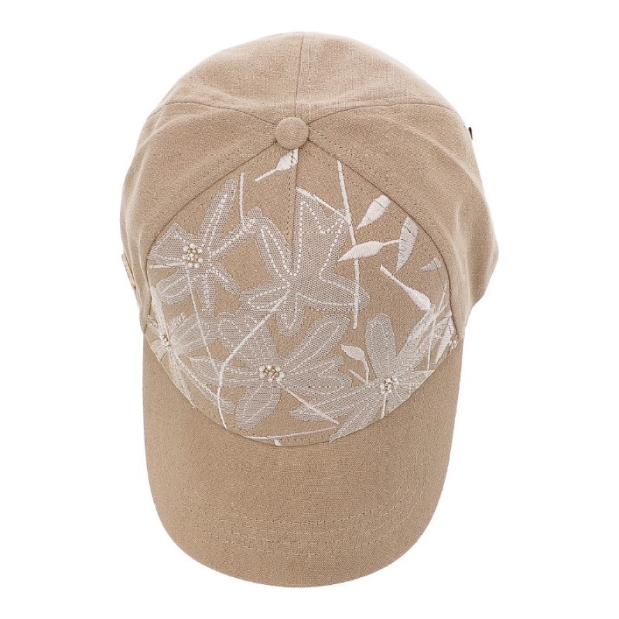 Beżowa Stylowa Damska Czapka Z Daszkiem Anekke