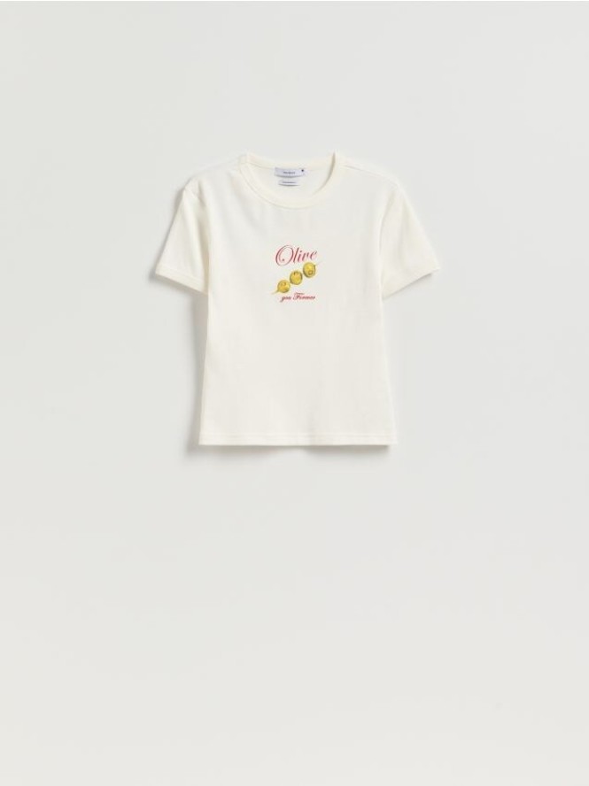 T-shirt z nadrukiem - złamana biel