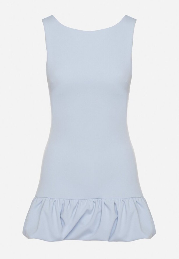 Niebieski Taliowany Kombinezon Ozdobiony Falbanką Semiriela