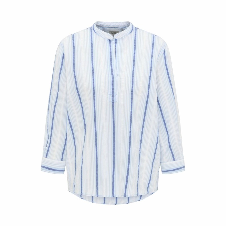 LEE ESSENTIAL BLOUSE DAMSKA BLUZKA W PASKI SURF BLUE L45VZQQF 112110648