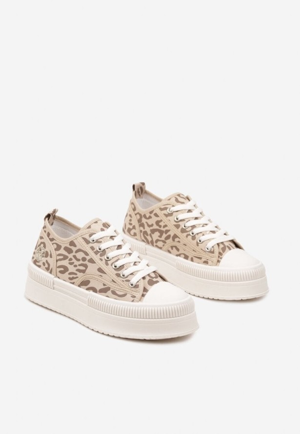 Panterkowe Trampki na Platformie z Metaliczną Ozdobą Afleeria