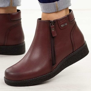 Bordowe skórzane botki damskie Sergio Leone Bt25348S