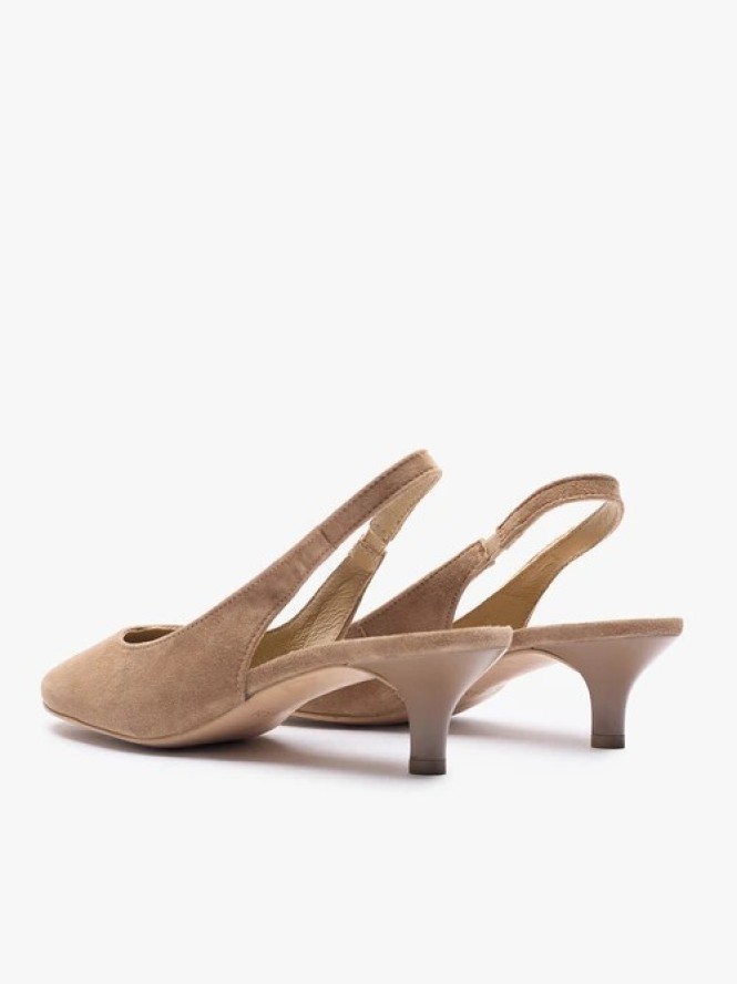 Jasnobrązowe czółenka slingback bez pięty