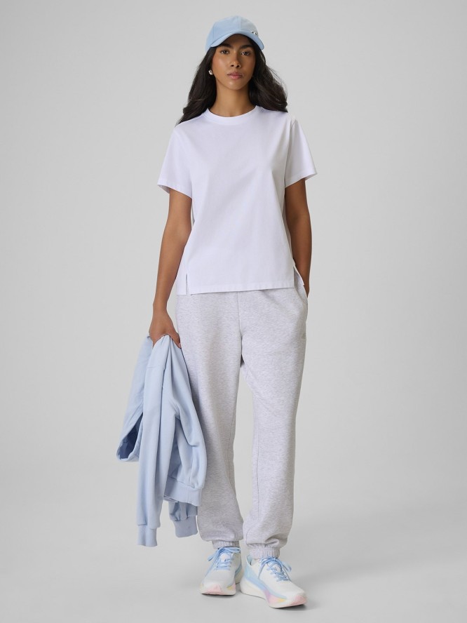 4F T-shirt regular gładki damski - biały XS
