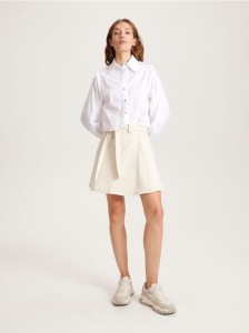 Bawełniana spódnica mini - złamana biel