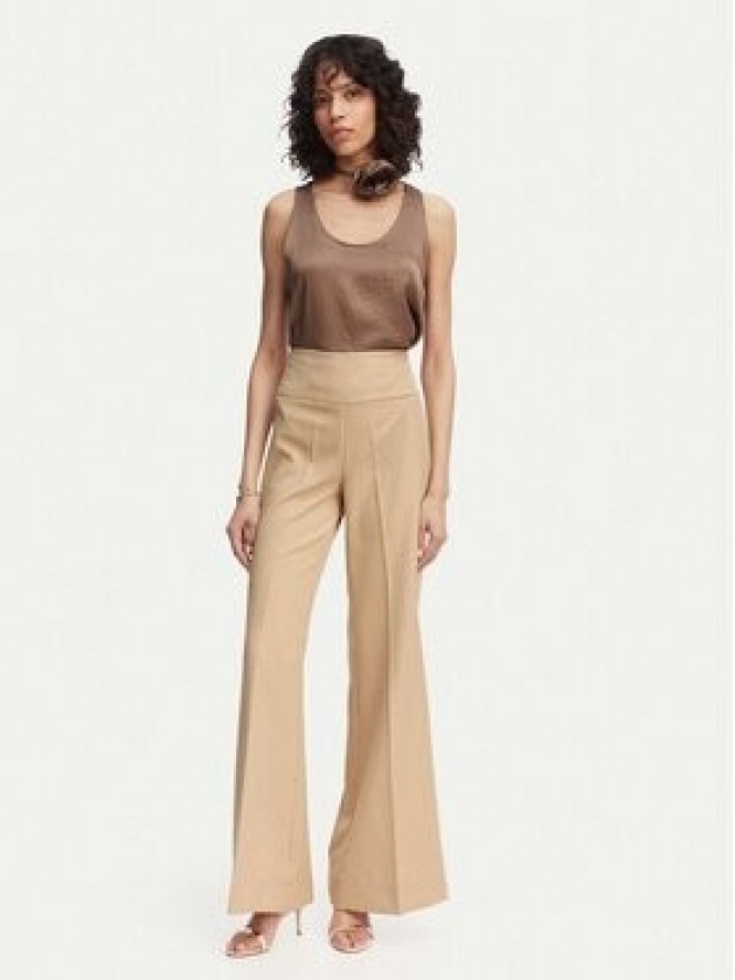 ACCESS FASHION Spodnie materiałowe 63-5022-135 Beżowy Flare Fit