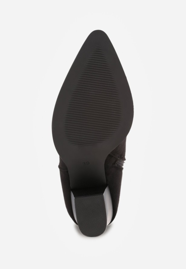 Czarne Botki na Obcasie w Stylu Kowbojek z Brokatem Remitha