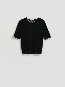 Wełniany t-shirt - czarny