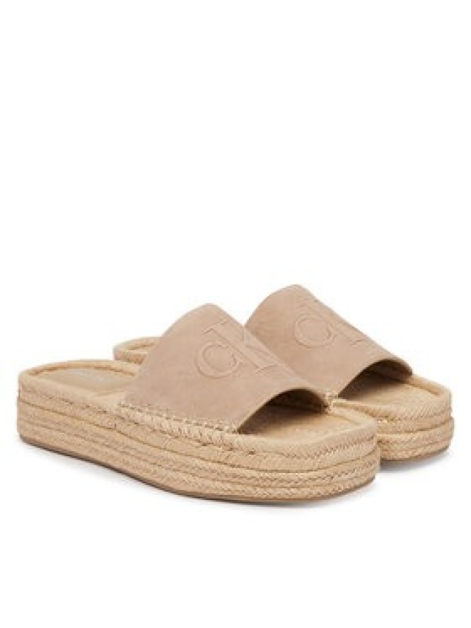 Calvin Klein Espadryle Flatf Espa Mule Nub Mg HW0HW02890 Beżowy