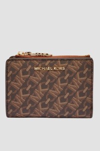 MICHAEL KORS Brązowy portfel z monogramem