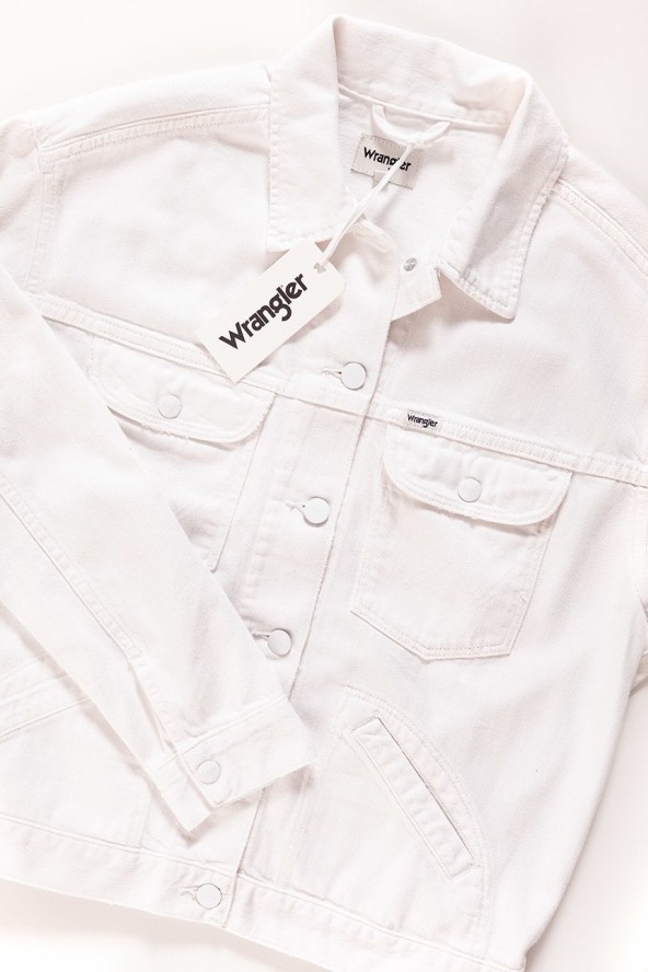 DAMSKA KURTKA JEANSOWA WRANGLER RETRO JACKET WHITE DAMAGED W415DM12Q 112128781