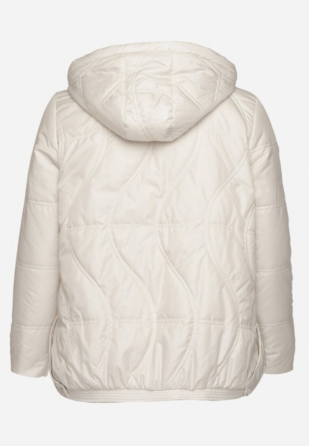 Jasnobeżowa Pikowana Kurtka z Odpinanym Kapturem i Kieszeniami Vilbia