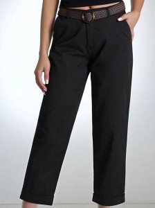 Spodnie z paskiem - czarny