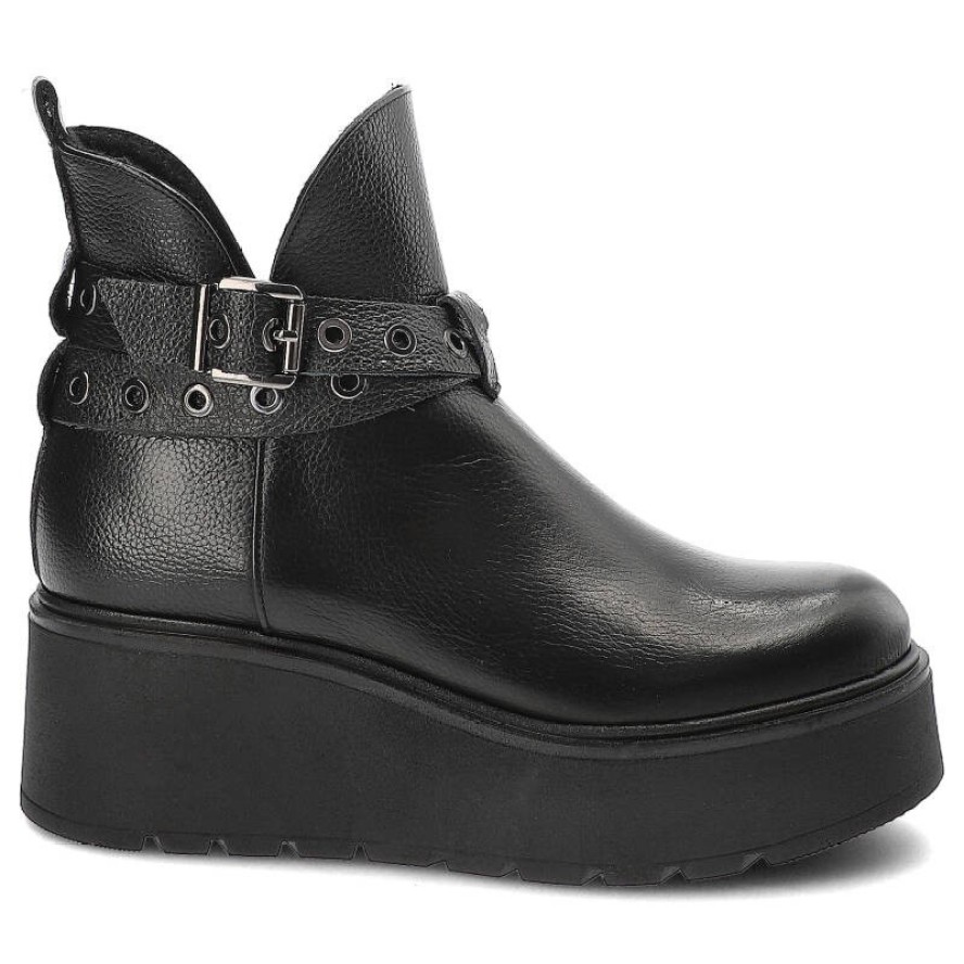 Czarne Botki Armodo Damskie Buty Ze Skóry Naturalnej