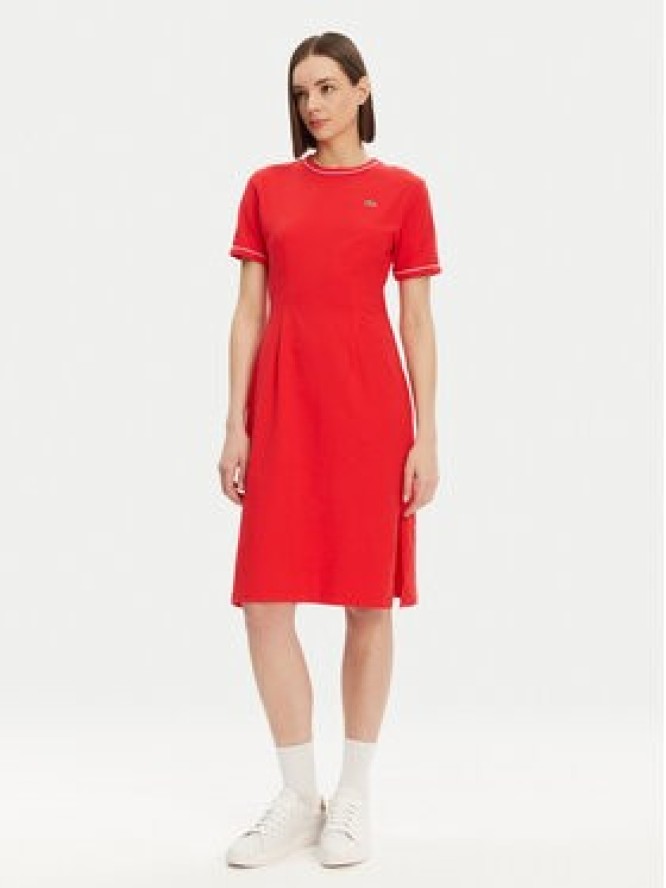 Lacoste Sukienka codzienna EF9988 Czerwony Slim Fit