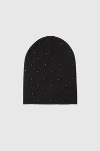 Czapka z koralikami czarna