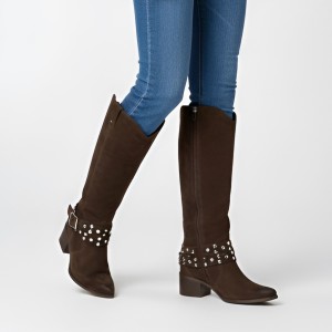 Brązowe Kozaki Karino Stylowe Kowbojki Damskie