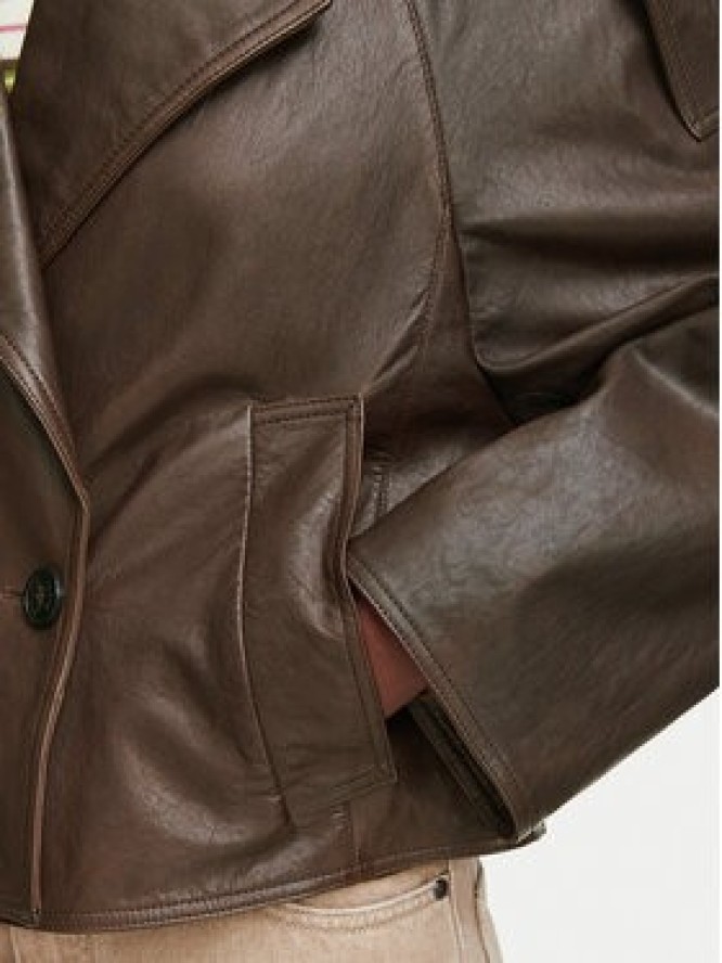 Weekend Max Mara Kurtka skórzana Felino 2625446051 Brązowy ciemny Regular Fit