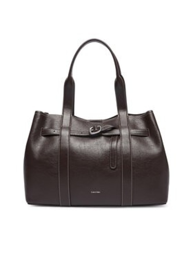 Calvin Klein Torebka Buckle Medium Work Tote LV04F3549G Brązowy